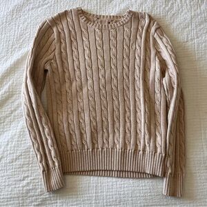 XS Polo Ralph Lauren Camel Cable-Knit Crewneck Sweater